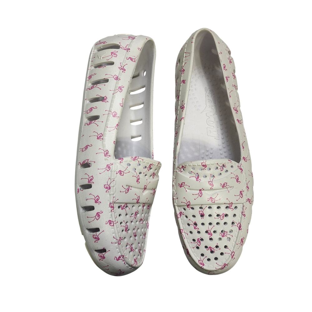 Floafers Posh Driver‎ Pink Flamingo Womens White Water Shoes Size 8 Beach Summer